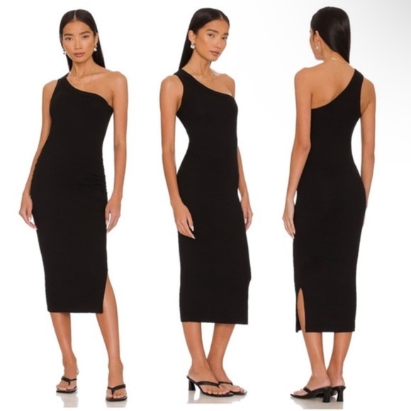 Michael Stars Dresses & Skirts - NWT Michael Stars Small Coco One-Shoulder Body-Con Ribbed Black Dress